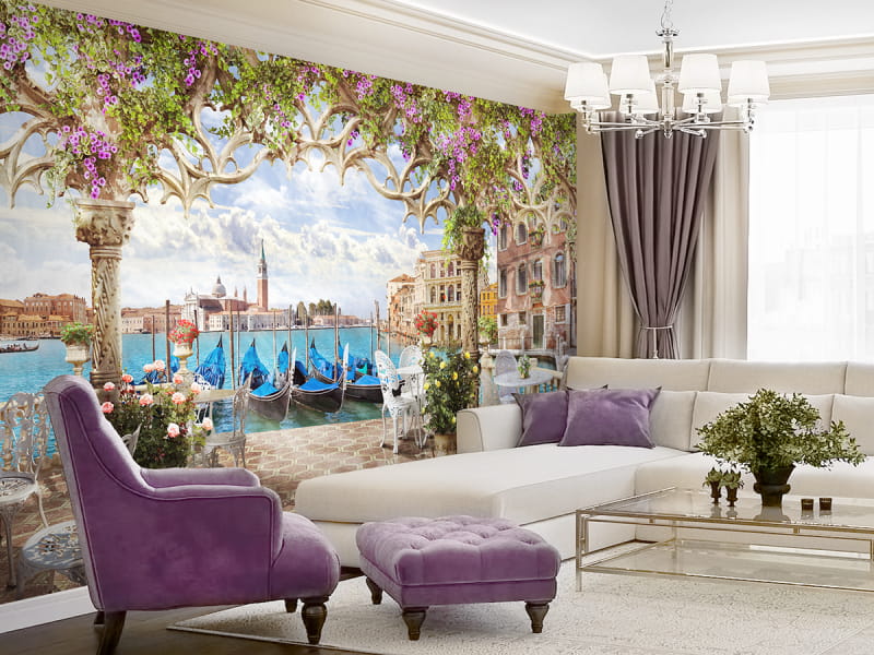 Fototapeta Veranda mit Blumen we wnętrzu salonu