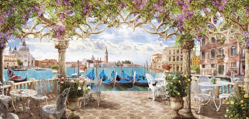 Fototapeta Veranda mit Blumen