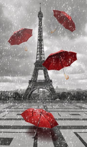 Fototapeta Rote Regenschirme in Paris