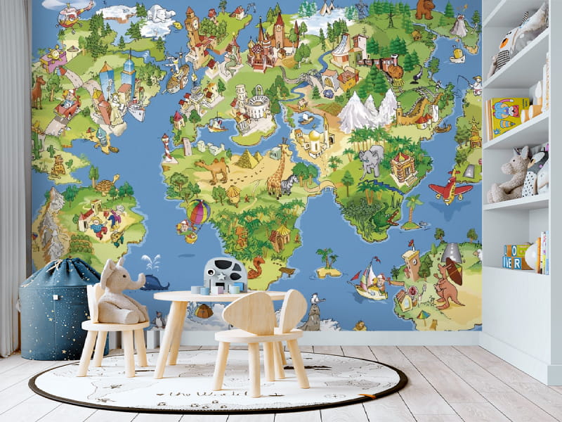 Fototapeta Kinderkontinente we wnętrzu pokoju dziecka