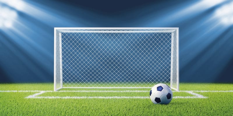 Fototapeta Der Ball ist am Tor