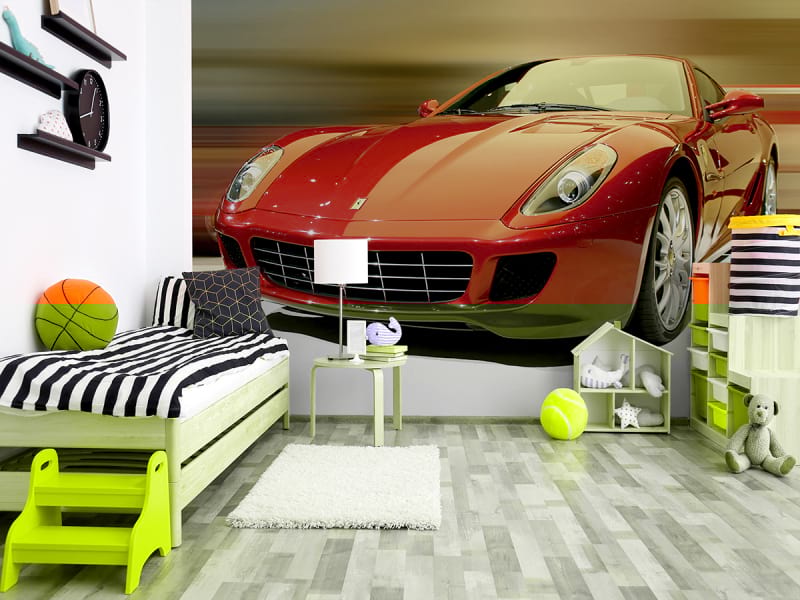 Fototapeta Roter Ferrari we wnętrzu pokoju dziecka