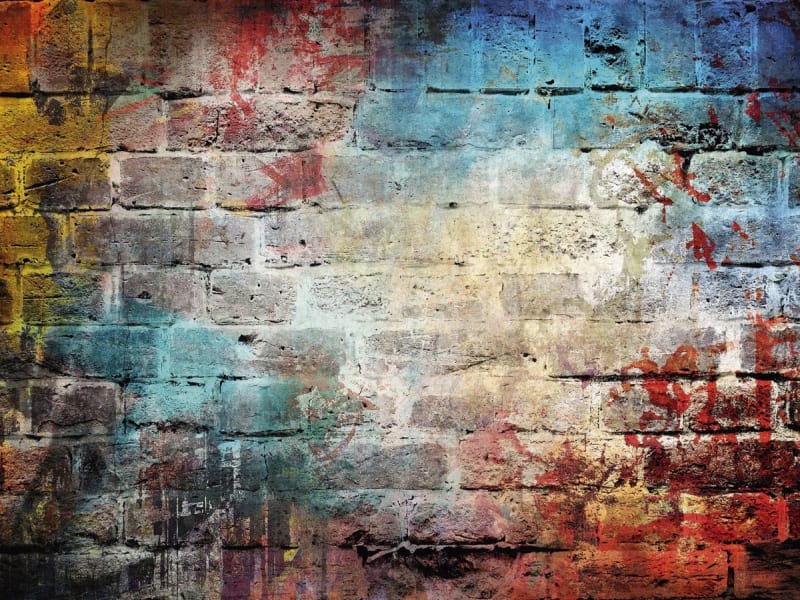 Fototapeta Ziegelwand mit Farbe