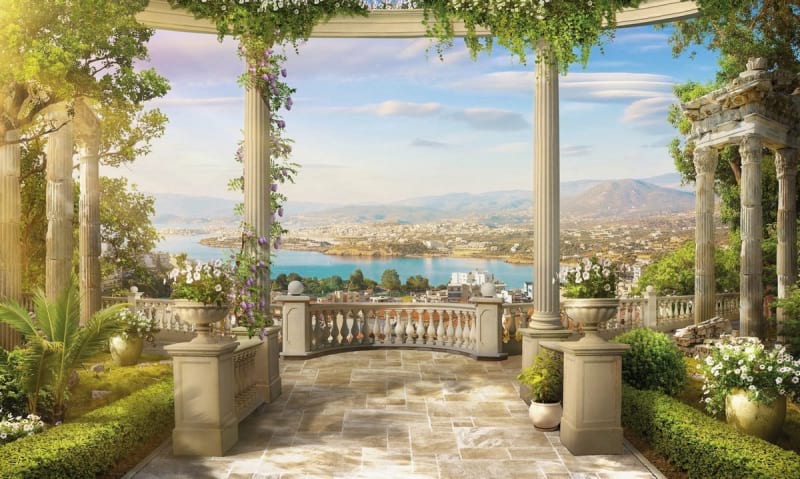 Fototapeta Terrasse mit Säulen