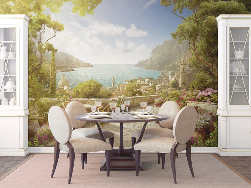 Fototapeta Blühender Garten am Meer we wnętrzu kuchni
