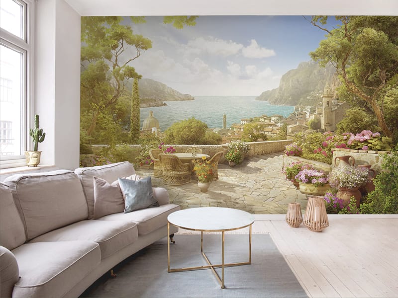 Fototapeta Blühender Garten am Meer we wnętrzu salonu