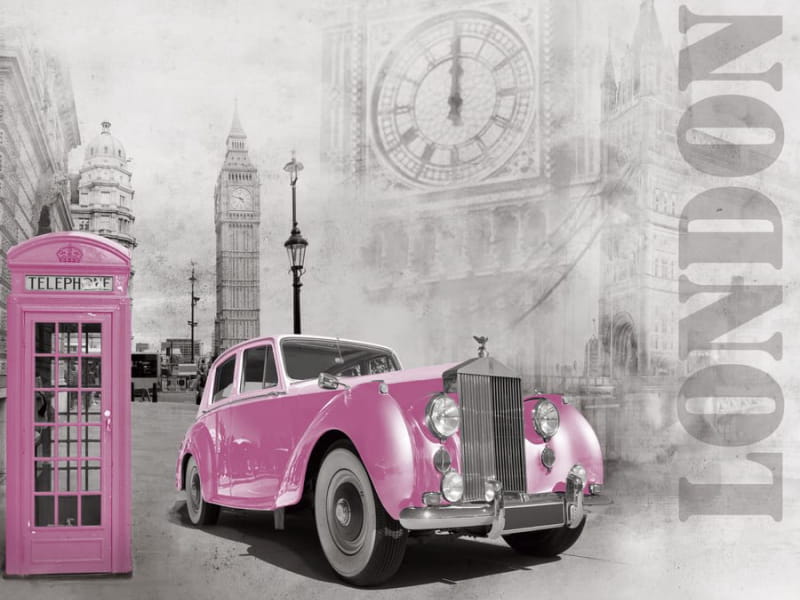 Fototapeta Rosa Retro-Auto