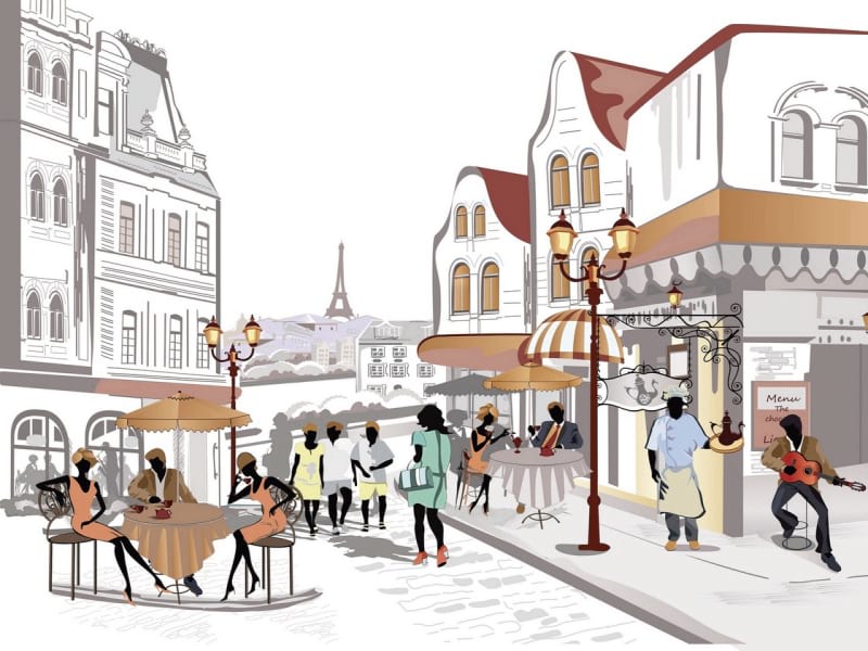 Fototapeta Straßen von Paris, Zeichnung