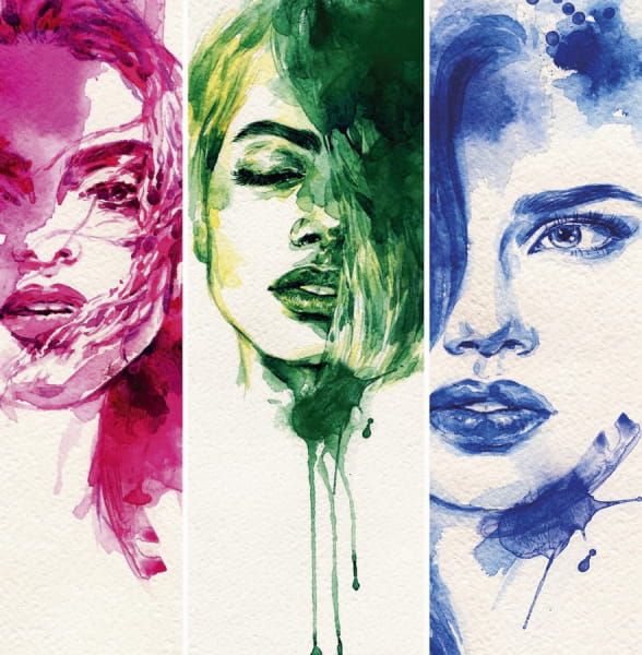 Fototapeta Mädchengesichter in Aquarell