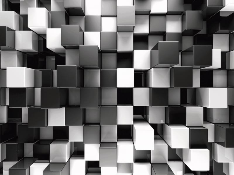 Fototapeta Schwarz-weiße 3D-Würfel