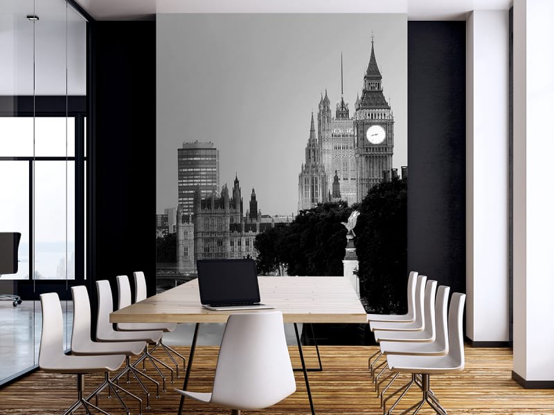 Fototapeta London schwarz und weiß we wnętrzu biura