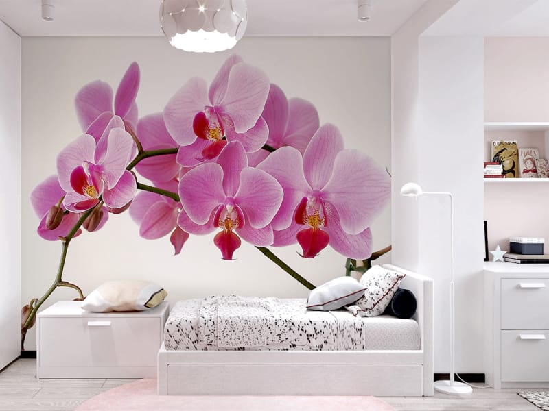 Fototapeta Volumetrische Orchidee we wnętrzu pokoju nastolatka