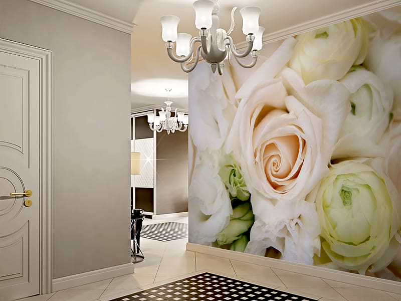Fototapeta Cremefarbene Rosen we wnętrzu przedpokoju