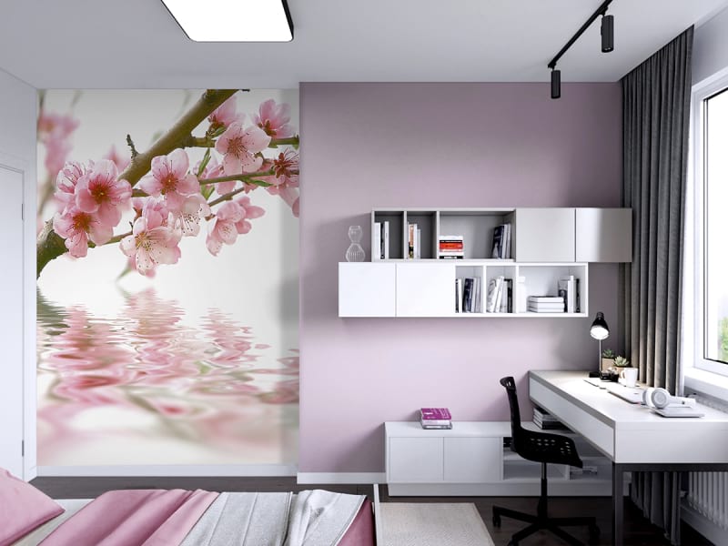 Fototapeta Sakura über Wasser we wnętrzu pokoju nastolatka