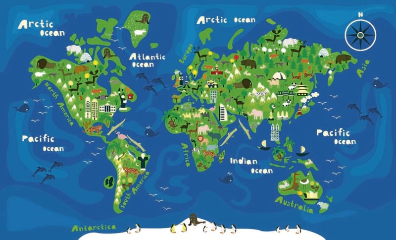 Fototapeta Geografische Kinderkarte