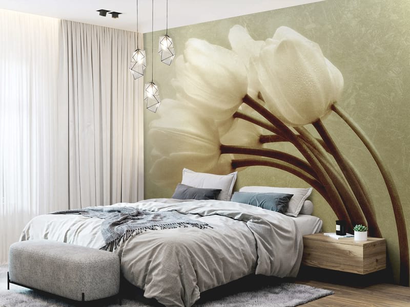 Fototapeta Zarte Tulpen we wnętrzu sypialni