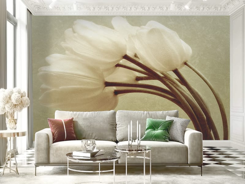 Fototapeta Zarte Tulpen we wnętrzu salonu