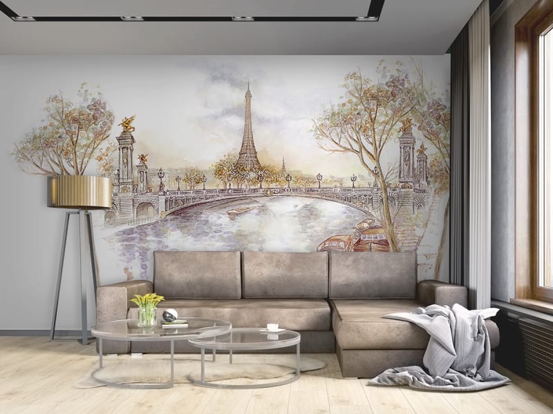 Fototapeta Aquarelllandschaft von Paris we wnętrzu salonu