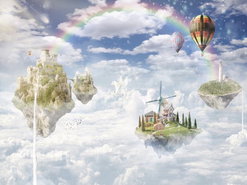 Fototapeta Stadt über den Wolken