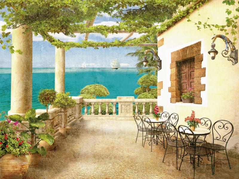 Fototapeta Gemütliche Terrasse in Italien