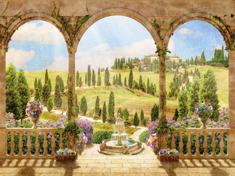 Fototapeta Bögen und Brunnen