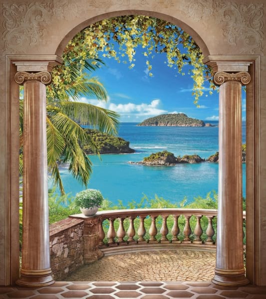 Fototapeta Luxuriöser Balkon am Meer
