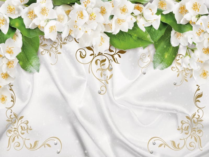 Fototapeta Jasminblüten auf Stoff