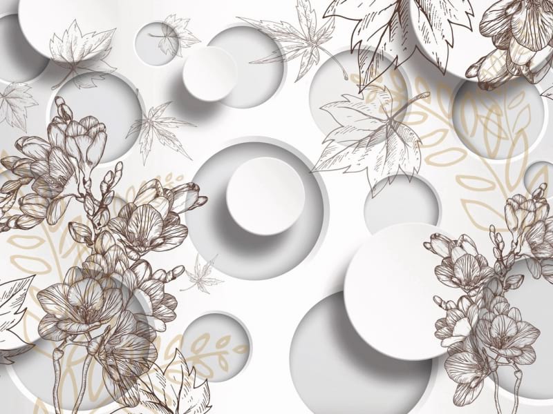 Fototapeta Blumen und Kreise 3D