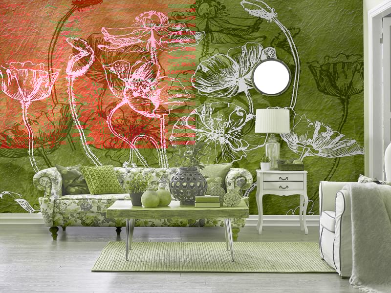 Fototapeta Mohnblumen zeichnen we wnętrzu salonu