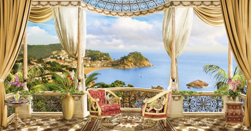 Fototapeta Terrasse eines Schlosses in Italien