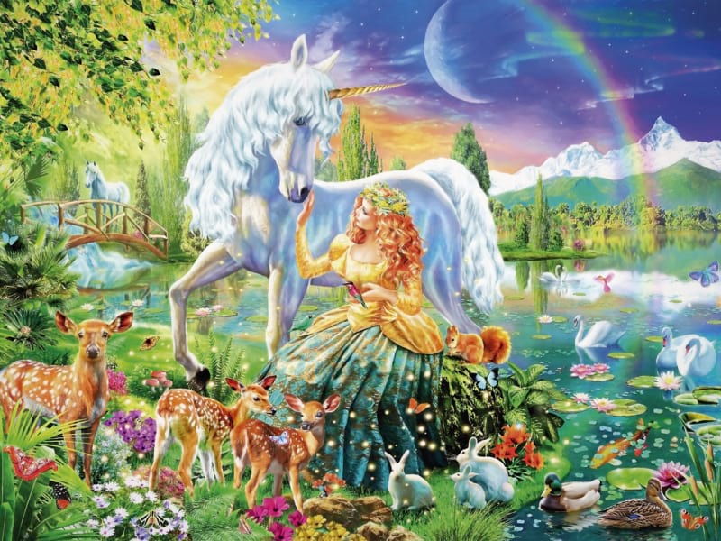 Fototapeta Mädchen und Einhorn