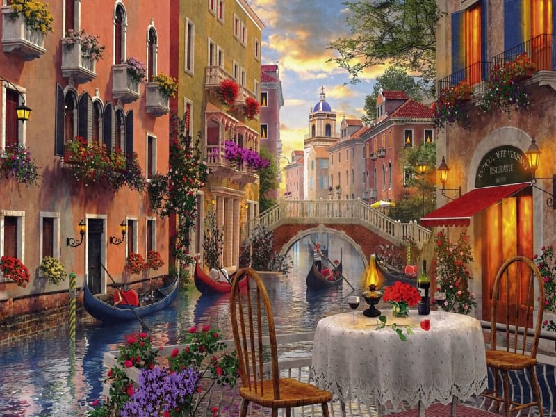 Fototapeta Romantisches Abendessen in Venedig