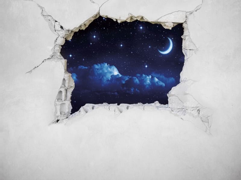 Fototapeta Sternenhimmel hinter der Wand