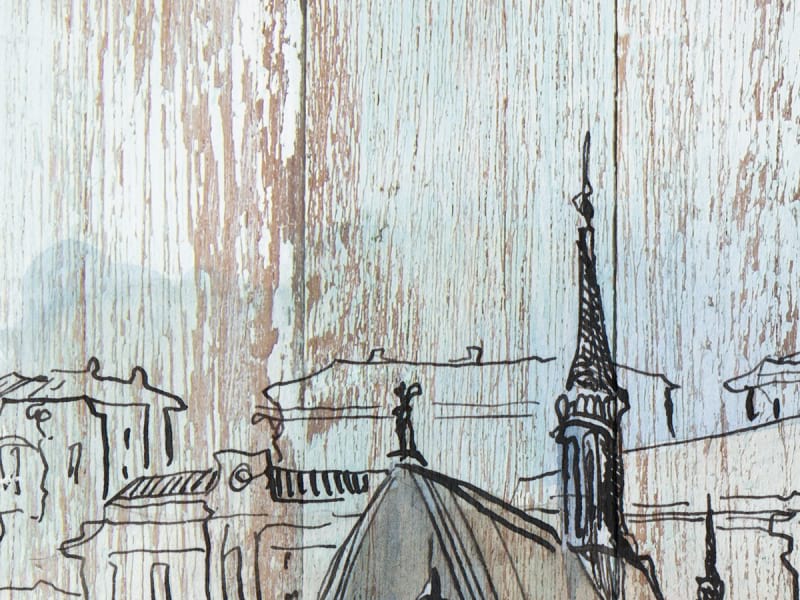 Fototapeta Paris, Zeichnung auf Holz fragment #2
