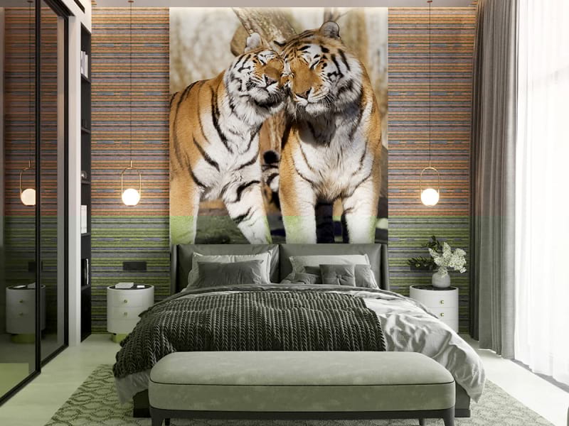 Fototapeta Ein paar Tiger we wnętrzu sypialni