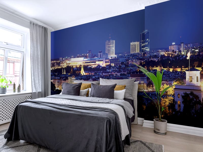 Fototapeta Nacht Prag we wnętrzu sypialni