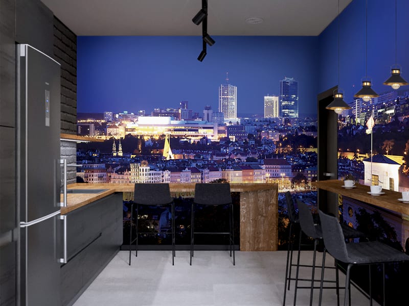 Fototapeta Nacht Prag we wnętrzu biura