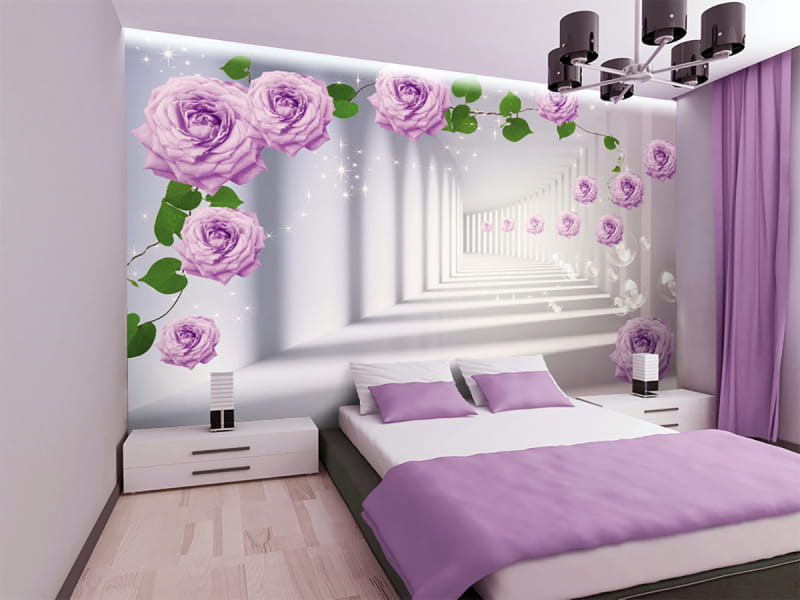 Fototapeta Glamouröse Rosen 3D we wnętrzu sypialni