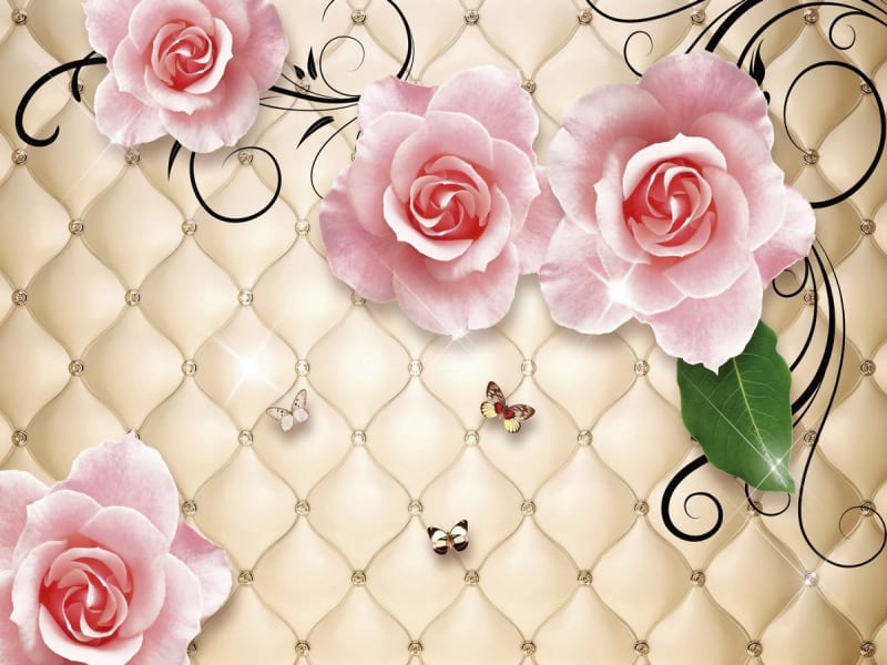 Fototapeta Rosen und Lederpolsterung