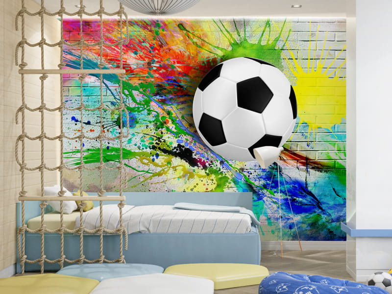 Fototapeta Fußball und Farben we wnętrzu pokoju dziecka