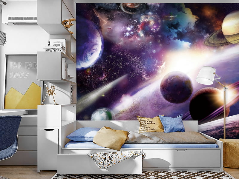 Fototapeta Planeten im Weltraum we wnętrzu pokoju dziecka