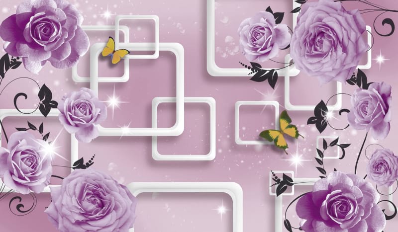 Fototapeta Würfel und Rosen 3D
