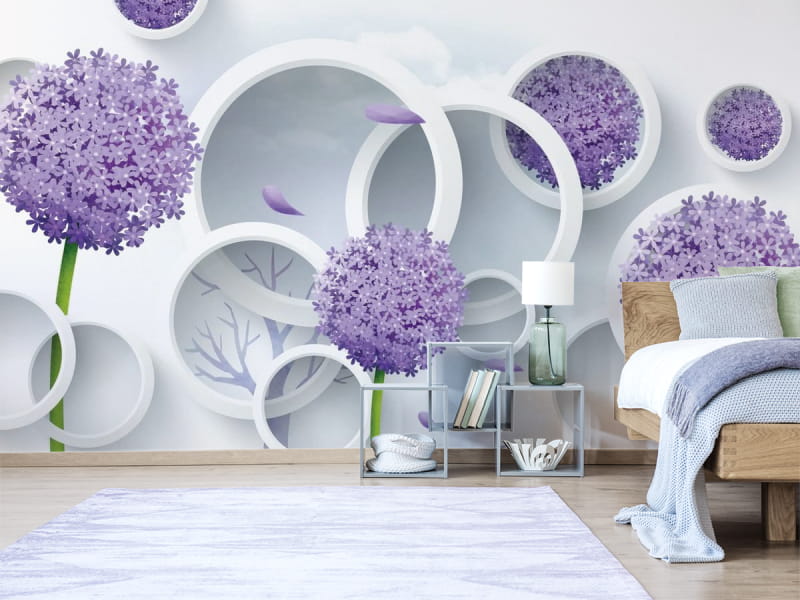 Fototapeta Lila Blüten und Ringe we wnętrzu sypialni