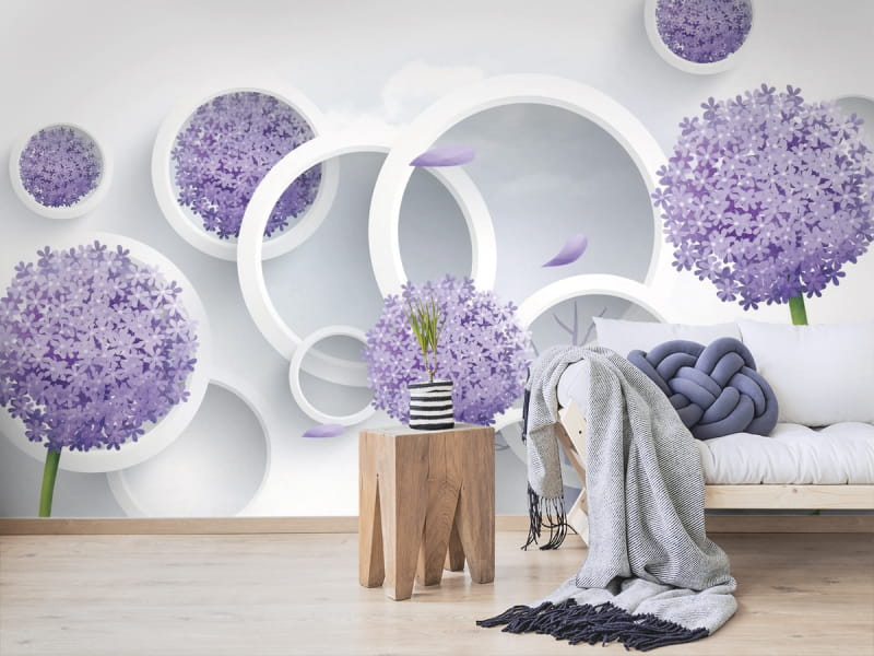 Fototapeta Lila Blüten und Ringe we wnętrzu salonu