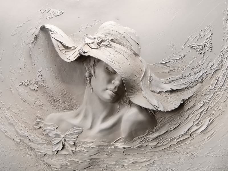 Fototapeta Flachrelief, Mädchen mit Hut