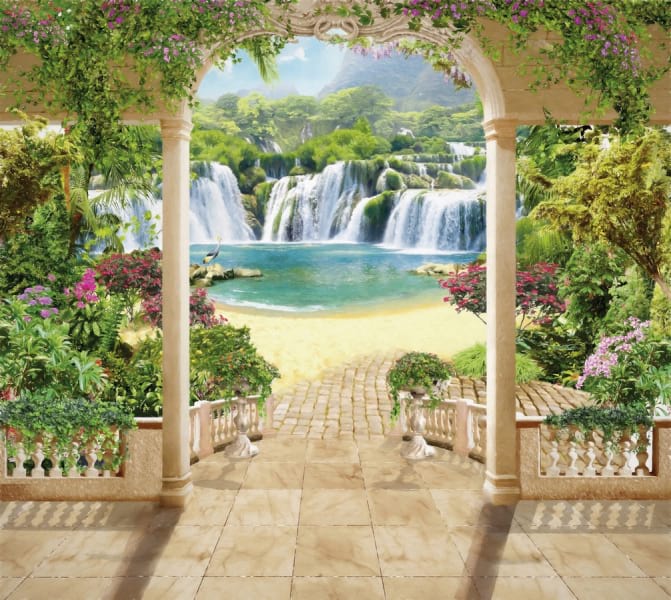 Fototapeta Pavillon am Wasserfall