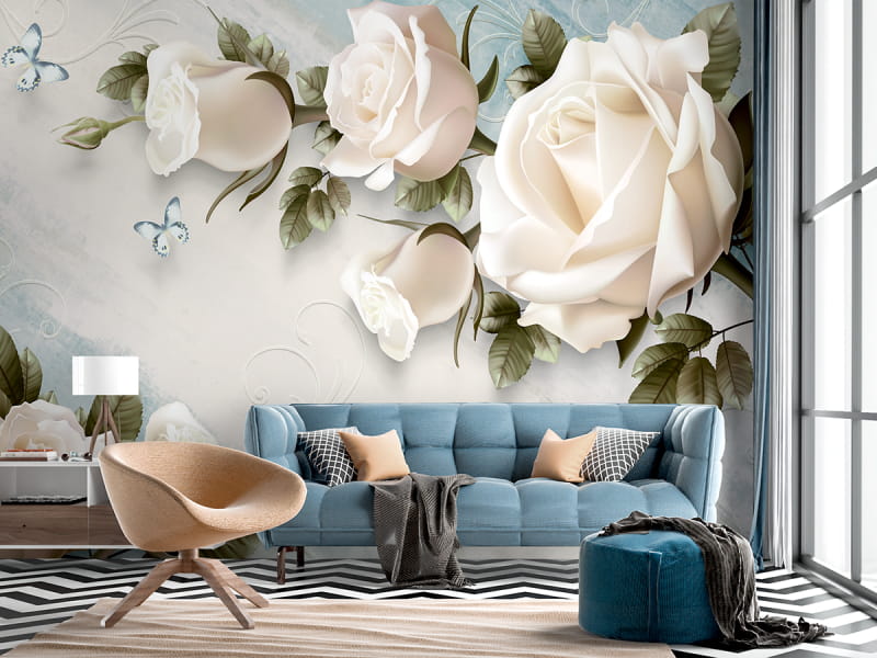 Fototapeta Rosen 3D we wnętrzu salonu