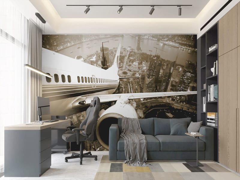 Fototapeta Flugzeugflügel we wnętrzu salonu