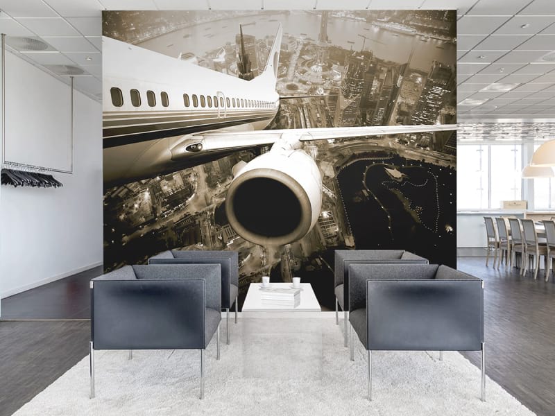 Fototapeta Flugzeugflügel we wnętrzu biura