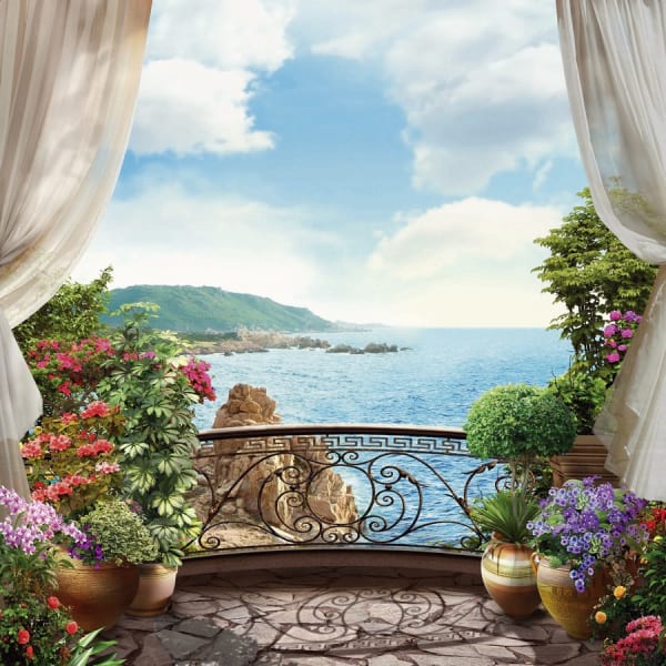 Fototapeta Balkon am endlosen Meer